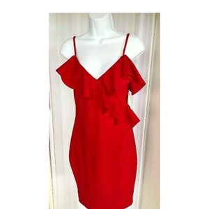 Red Cold Shoulder Mini Dress